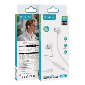 CELEBRAT earphones με μικρόφωνο G40, USB-C σύνδεση, 10mm, 1.2m, λευκά | eLabstore.gr CELEBRAT earphones με μικρόφωνο G40, USB-C σύνδεση, 10mm, 1.2m, λευκά | Αξεσουάρ κινητών | elabstore.gr