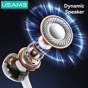 USAMS earphones με μικρόφωνο SJ771, USB-C σύνδεση, 1.2m, λευκά | Αξεσουάρ κινητών | elabstore.gr