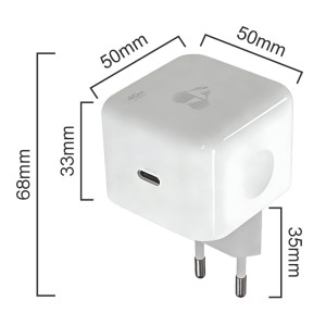 POWERTECH φορτιστής τοίχου PT-1581 με καλώδιο, USB-C, 40 έως 60W, GaN, AVS, λευκός | Αξεσουάρ κινητών | elabstore.gr