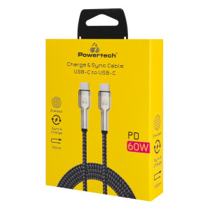 POWERTECH καλώδιο USB-C PTR-0198, PD 60W, 480Mbps, 1m, μαύρο | Καλώδια - Αντάπτορες | elabstore.gr