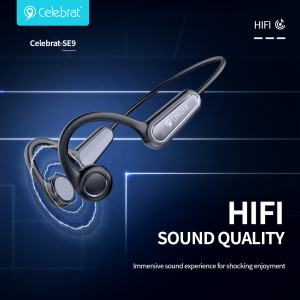 CELEBRAT neckband earphones SE9, OWS Bone Conduction, 16.3mm, 180mAh, μαύρα | Αξεσουάρ κινητών | elabstore.gr