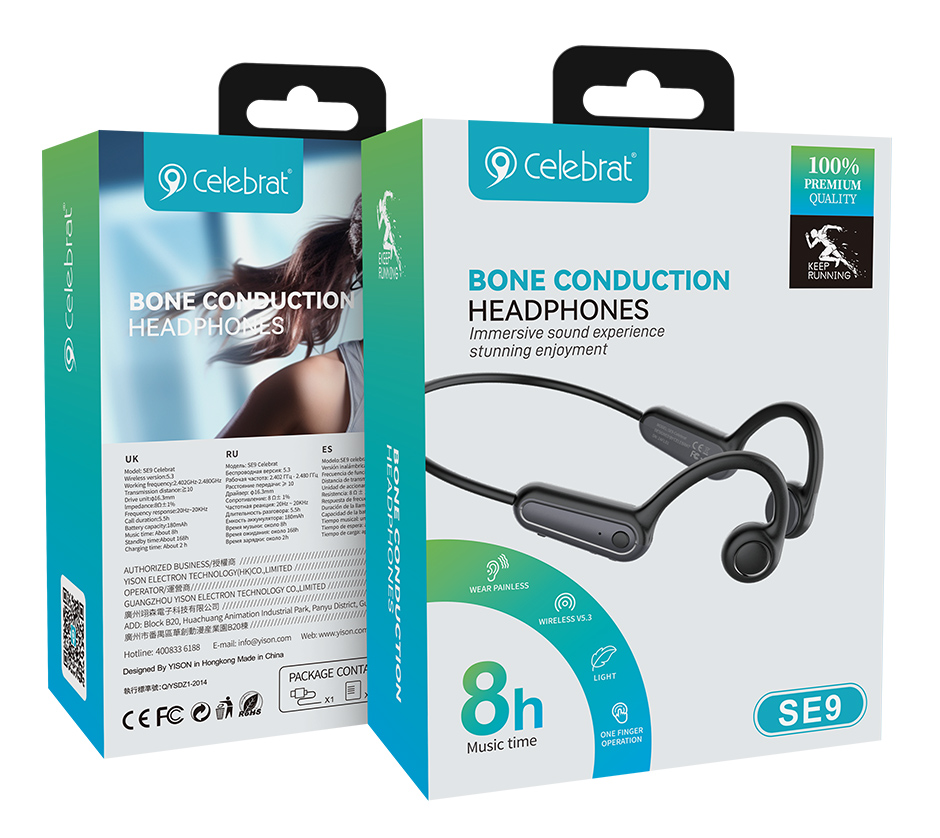 CELEBRAT neckband earphones SE9, OWS Bone Conduction, 16.3mm, 180mAh, μαύρα | eLabstore.gr CELEBRAT neckband earphones SE9, OWS Bone Conduction, 16.3mm, 180mAh, μαύρα | Αξεσουάρ κινητών | elabstore.gr