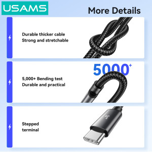 USAMS καλώδιο USB-C σε USB SJ767, 3A, 480Mbps, 1m, μαύρο | Καλώδια - Αντάπτορες | elabstore.gr