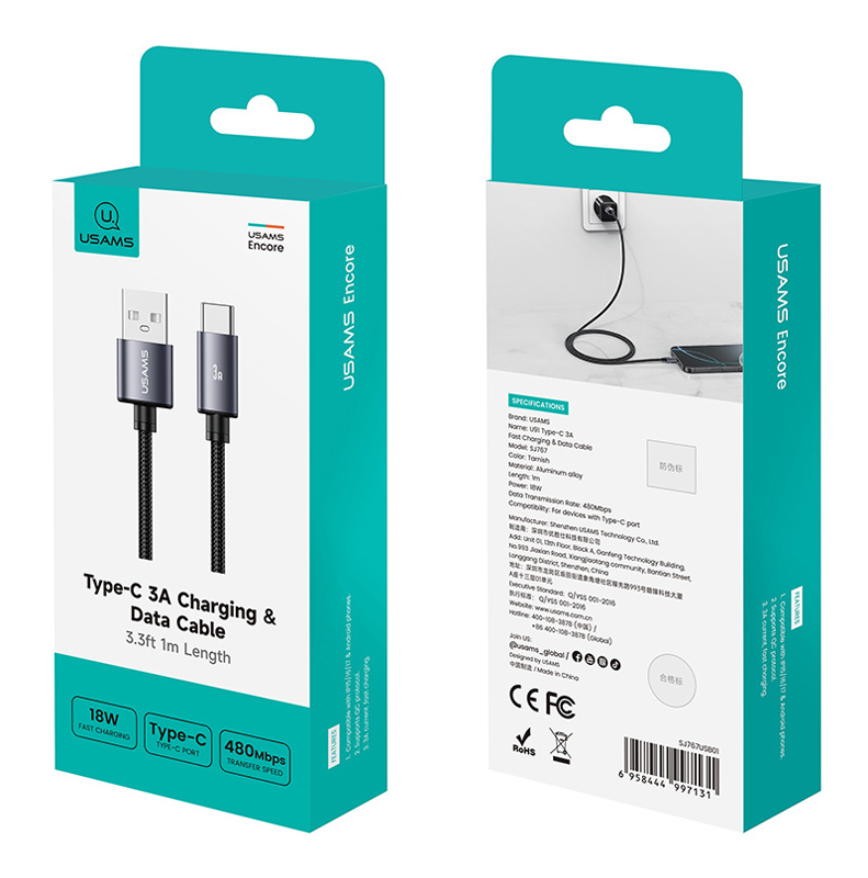 USAMS καλώδιο USB-C σε USB SJ767, 3A, 480Mbps, 1m, μαύρο | eLabstore.gr USAMS καλώδιο USB-C σε USB SJ767, 3A, 480Mbps, 1m, μαύρο | Καλώδια - Αντάπτορες | elabstore.gr