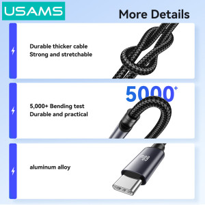 USAMS καλώδιο USB-C SJ769, 60W, 480Mbps, 1m, μαύρο | Καλώδια - Αντάπτορες | elabstore.gr