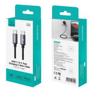 USAMS καλώδιο USB-C SJ769, 60W, 480Mbps, 1m, μαύρο | eLabstore.gr USAMS καλώδιο USB-C SJ769, 60W, 480Mbps, 1m, μαύρο | eLabstore.gr