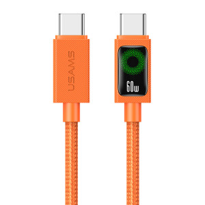 USAMS καλώδιο USB-C SJ773, 60W, 480Mbps, 1.2m, πορτοκαλί | Καλώδια - Αντάπτορες | elabstore.gr