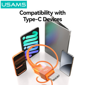 USAMS καλώδιο USB-C SJ775, 240W, 480Mbps, 1.2m, πορτοκαλί | eLabstore.gr