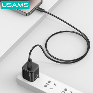 USAMS καλώδιο Lightning σε USB SJ778, 2.4A, 480Mbps, 1m, μαύρο | Καλώδια - Αντάπτορες | elabstore.gr