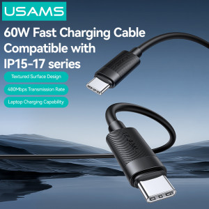 USAMS καλώδιο USB-C SJ780, 60W, 480Mbps, 1m, μαύρο | eLabstore.gr USAMS καλώδιο USB-C SJ780, 60W, 480Mbps, 1m, μαύρο | Καλώδια - Αντάπτορες | elabstore.gr