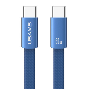USAMS καλώδιο USB-C SJ783, 60W, 480Mbps, flat, 1.2m, μπλε | Καλώδια - Αντάπτορες | elabstore.gr