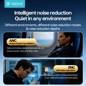CELEBRAT earphones με θήκη φόρτισης W72, True Wireless, 10mm, 33/380mAh, ANC & ENC, μαύρα | Αξεσουάρ κινητών | elabstore.gr