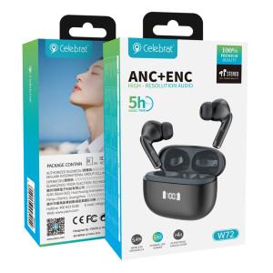 CELEBRAT earphones με θήκη φόρτισης W72, True Wireless, 10mm, 33/380mAh, ANC & ENC, μαύρα | eLabstore.gr CELEBRAT earphones με θήκη φόρτισης W72, True Wireless, 10mm, 33/380mAh, ANC & ENC, μαύρα | Αξεσουάρ κινητών | elabstore.gr