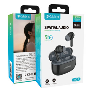 CELEBRAT earphones με θήκη φόρτισης W73, True Wireless, 13mm, 33/380mAh, μαύρα | eLabstore.gr CELEBRAT earphones με θήκη φόρτισης W73, True Wireless, 13mm, 33/380mAh, μαύρα | eLabstore.gr