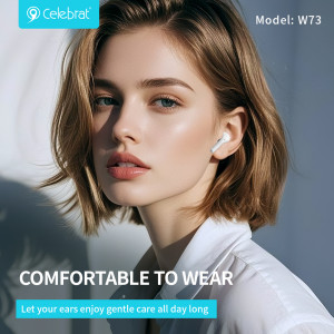 CELEBRAT earphones με θήκη φόρτισης W73, True Wireless, 13mm, 33/380mAh, λευκά | Αξεσουάρ κινητών | elabstore.gr