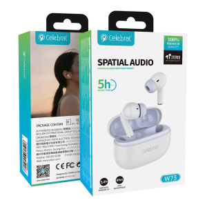 CELEBRAT earphones με θήκη φόρτισης W73, True Wireless, 13mm, 33/380mAh, λευκά | eLabstore.gr CELEBRAT earphones με θήκη φόρτισης W73, True Wireless, 13mm, 33/380mAh, λευκά | eLabstore.gr
