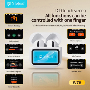 CELEBRAT earphones με θήκη φόρτισης W76, True Wireless, 13mm, 25/300mAh, λευκά | Αξεσουάρ κινητών | elabstore.gr