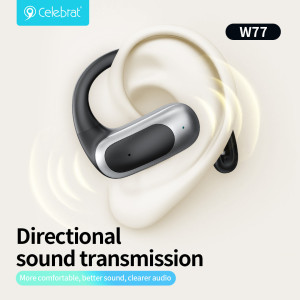 CELEBRAT earphones με θήκη φόρτισης W77, OWS, 12mm, 40/400mAh, μαύρα | Αξεσουάρ κινητών | elabstore.gr
