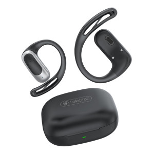 CELEBRAT earphones με θήκη φόρτισης W77, OWS, 12mm, 40/400mAh, μαύρα | Αξεσουάρ κινητών | elabstore.gr