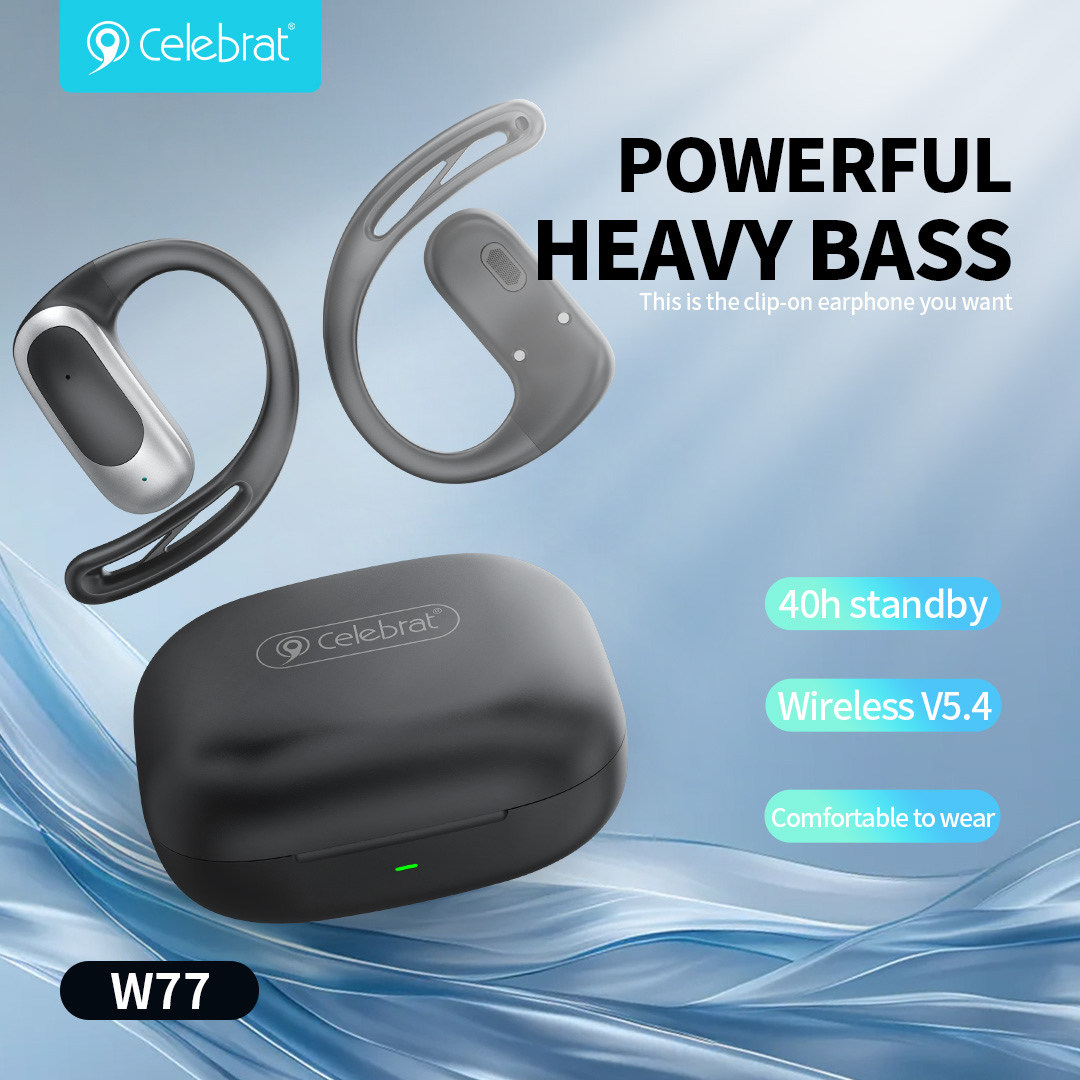 CELEBRAT earphones με θήκη φόρτισης W77, OWS, 12mm, 40/400mAh, μαύρα | eLabstore.gr CELEBRAT earphones με θήκη φόρτισης W77, OWS, 12mm, 40/400mAh, μαύρα | Αξεσουάρ κινητών | elabstore.gr
