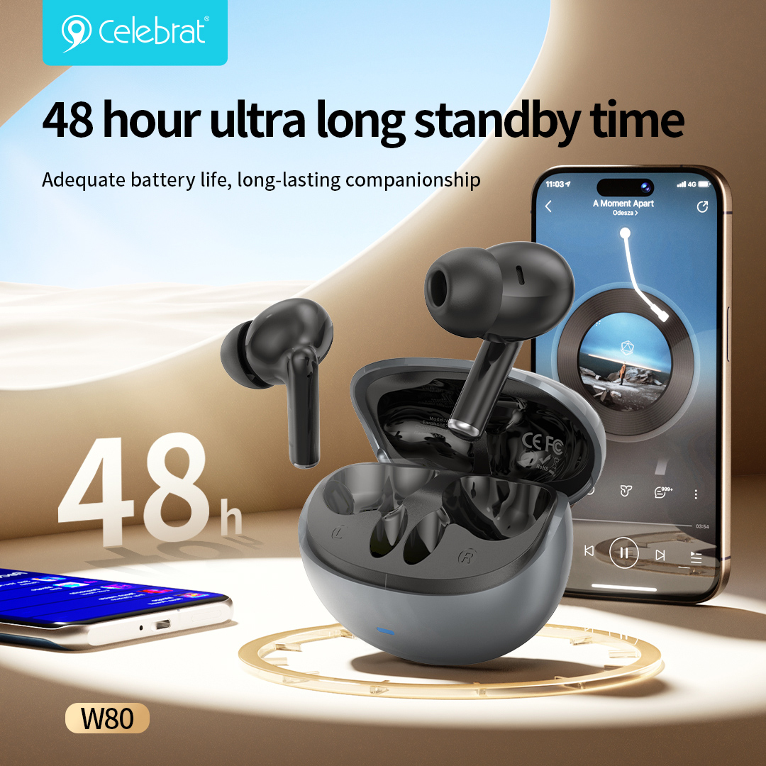 CELEBRAT earphones με θήκη φόρτισης W80, True Wireless, 13mm, 30/230mAh, γκρι | eLabstore.gr CELEBRAT earphones με θήκη φόρτισης W80, True Wireless, 13mm, 30/230mAh, γκρι | Αξεσουάρ κινητών | elabstore.gr