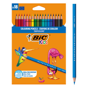 BIC σετ χρωματιστές ξυλομπογιές Kids Tropicolors, εξάγωνες, 18τμχ | Αναλώσιμα - Είδη Γραφείου | elabstore.gr