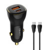 LDNIO φορτιστής αυτοκινήτου C103 με καλώδιο USB-C, USB/USB-C, 60W, μαύρος | Αξεσουάρ κινητών | elabstore.gr