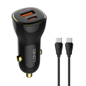 LDNIO φορτιστής αυτοκινήτου C103 με καλώδιο USB-C, USB/USB-C, 60W, μαύρος | Αξεσουάρ κινητών | elabstore.gr