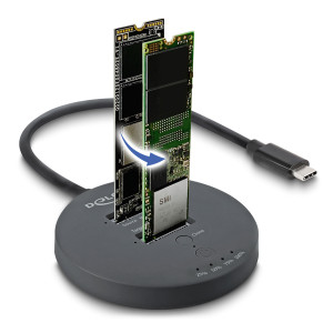 DELOCK docking station για M.2 NVMe PCIe SSD 64364, 2 θέσεων, 20Gbps, clone function, μαύρο | Συνοδευτικά PC | elabstore.gr