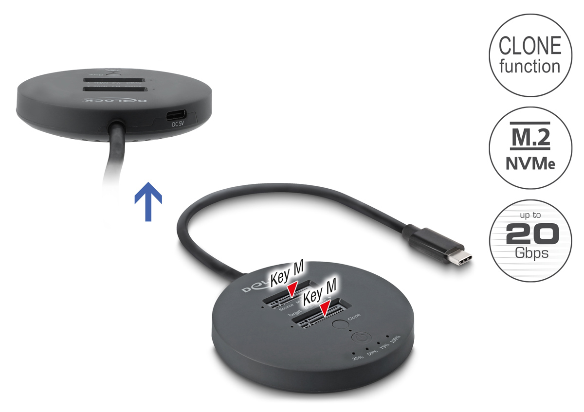 DELOCK docking station για M.2 NVMe PCIe SSD 64364, 2 θέσεων, 20Gbps, clone function, μαύρο | eLabstore.gr DELOCK docking station για M.2 NVMe PCIe SSD 64364, 2 θέσεων, 20Gbps, clone function, μαύρο | Συνοδευτικά PC | elabstore.gr