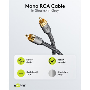 GOOBAY καλώδιο ήχου RCA σε RCA 65296, 2m, μαύρο/ασημί | Καλώδια - Αντάπτορες | elabstore.gr