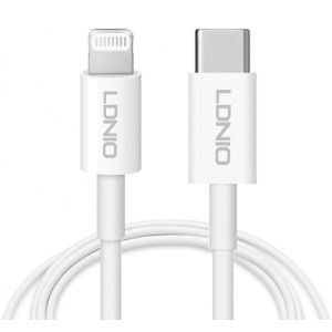 LDNIO καλώδιο Lightning σε USB-C MFi01, MFi, 30W, 480Mbps, 1m, λευκό | Καλώδια - Αντάπτορες | elabstore.gr