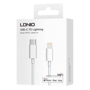 LDNIO καλώδιο Lightning σε USB-C MFi01, MFi, 30W, 480Mbps, 1m, λευκό | eLabstore.gr LDNIO καλώδιο Lightning σε USB-C MFi01, MFi, 30W, 480Mbps, 1m, λευκό | Καλώδια - Αντάπτορες | elabstore.gr