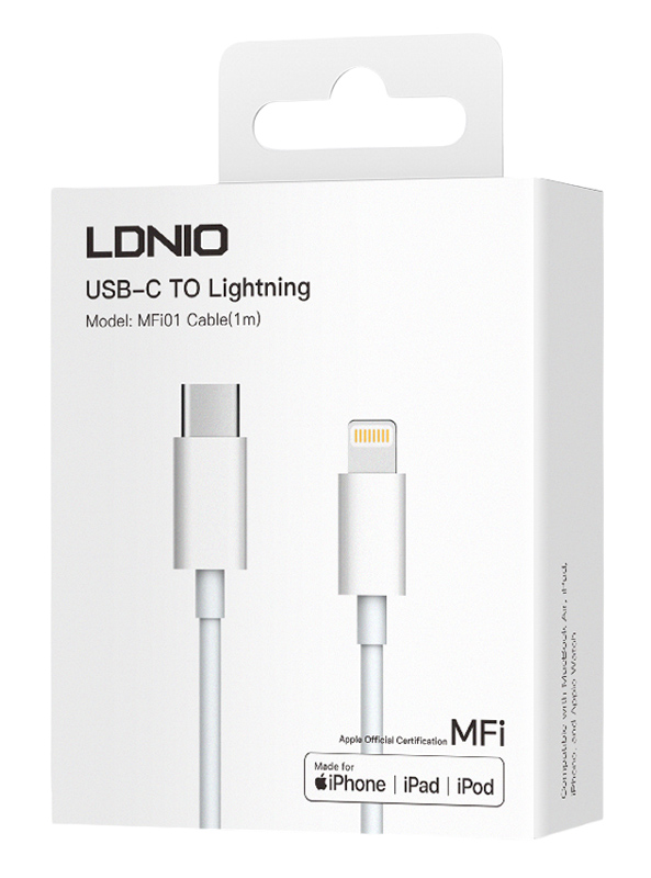 LDNIO καλώδιο Lightning σε USB-C MFi01, MFi, 30W, 480Mbps, 1m, λευκό | eLabstore.gr LDNIO καλώδιο Lightning σε USB-C MFi01, MFi, 30W, 480Mbps, 1m, λευκό | Καλώδια - Αντάπτορες | elabstore.gr