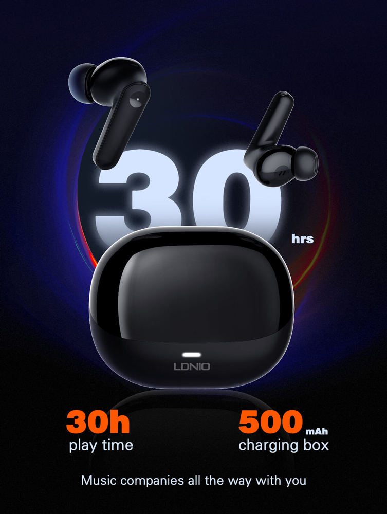 LDNIO earphones με θήκη φόρτισης T05, True Wireless, 13mm, 40/500mAh, μαύρα | eLabstore.gr LDNIO earphones με θήκη φόρτισης T05, True Wireless, 13mm, 40/500mAh, μαύρα | Αξεσουάρ κινητών | elabstore.gr