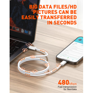 LDNIO καλώδιο USB-C iP-902c, 65W, 480Mbps, 2m, λευκό | Καλώδια - Αντάπτορες | elabstore.gr