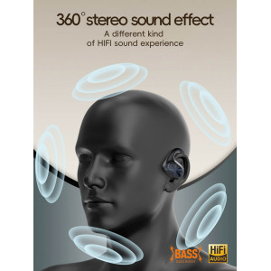 LDNIO earphones με θήκη φόρτισης T07, OWS Bone Conduction, 15mm, 60/500mAh, μαύρα | Αξεσουάρ κινητών | elabstore.gr