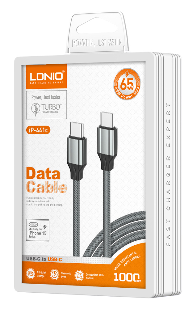 LDNIO καλώδιο USB-C iP-441c, 65W, 480Mbps, 1m, γκρι | eLabstore.gr LDNIO καλώδιο USB-C iP-441c, 65W, 480Mbps, 1m, γκρι | Καλώδια - Αντάπτορες | elabstore.gr