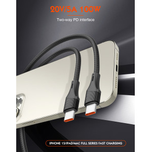 LDNIO καλώδιο USB-C LC632c, 100W, 480Mbps, 2m, μαύρο | eLabstore.gr LDNIO καλώδιο USB-C LC632c, 100W, 480Mbps, 2m, μαύρο | Καλώδια - Αντάπτορες | elabstore.gr