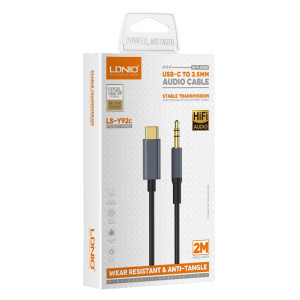 LDNIO καλώδιο USB-C σε 3.5mm LS-Y92c, 2m, μαύρο | Καλώδια - Αντάπτορες | elabstore.gr