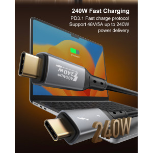 LDNIO καλώδιο USB-C TC-11c, 240W, 40Gbps, 8K/60Hz, 1m, μαύρο | Καλώδια - Αντάπτορες | elabstore.gr