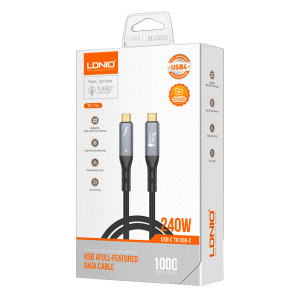 LDNIO καλώδιο USB-C TC-11c, 240W, 40Gbps, 8K/60Hz, 1m, μαύρο | eLabstore.gr
