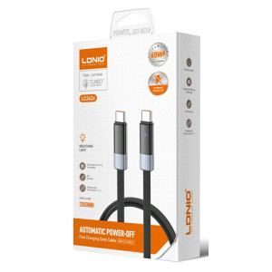 LDNIO καλώδιο USB-C LC242c, flat, 65W, 480Mbps, 2m, μαύρο | Καλώδια - Αντάπτορες | elabstore.gr