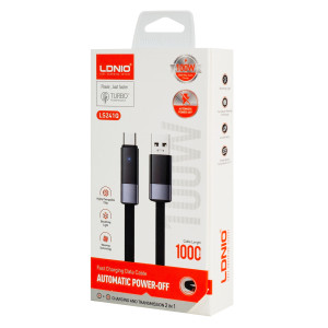 LDNIO καλώδιο USB-C σε USB LS241Q, flat, 100W, 480Mbps, 1m, μαύρο | eLabstore.gr