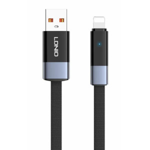 LDNIO καλώδιο Lightning σε USB LS242i, flat, 30W, 480Mbps, 2m, μαύρο | Καλώδια - Αντάπτορες | elabstore.gr