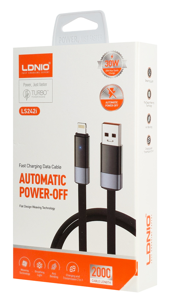 LDNIO καλώδιο Lightning σε USB LS242i, flat, 30W, 480Mbps, 2m, μαύρο | eLabstore.gr LDNIO καλώδιο Lightning σε USB LS242i, flat, 30W, 480Mbps, 2m, μαύρο | Καλώδια - Αντάπτορες | elabstore.gr