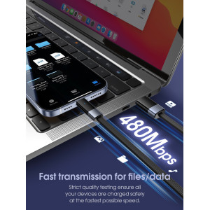 LDNIO καλώδιο USB-C σε USB LS242Q, flat, 100W, 480Mbps, 2m, μαύρο | Καλώδια - Αντάπτορες | elabstore.gr