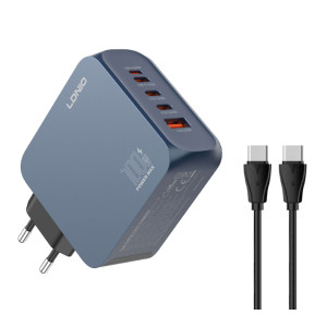 LDNIO φορτιστής τοίχου Q8 με καλώδιο USB-C, USB/Lightning/3x USB-C, GaN, 100W, μπλε | Αξεσουάρ κινητών | elabstore.gr