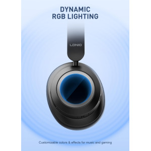 LDNIO headphones H01, ασύρματα & ενσύρματα, 40mm, 1000mAh, ANC, μαύρα | Αξεσουάρ κινητών | elabstore.gr
