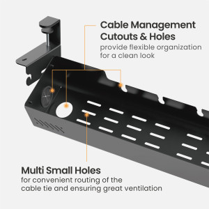 BRATECK cable management γραφείου CC11-22-2, μεταλλικό, 894x167x196mm, μαύρο | Αναλώσιμα - Είδη Γραφείου | elabstore.gr